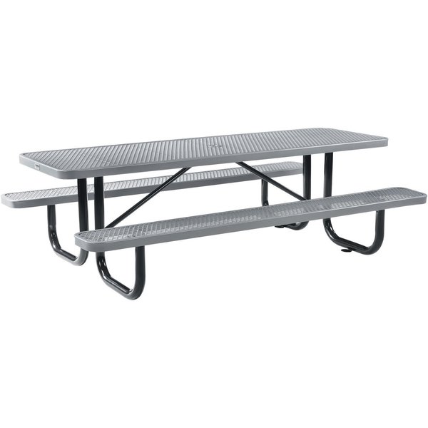 Global Industrial 8' Rectangular Picnic Table, Surface Mount, Gray 96 Long 277153GY